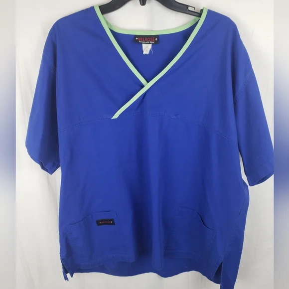 Melrose Blue and Lime Green Scrub Set Sz 2XL - Picture 4 of 9